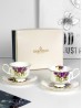 Porcelain Pansies 2 Cups and 2 Saucers With Gift Box